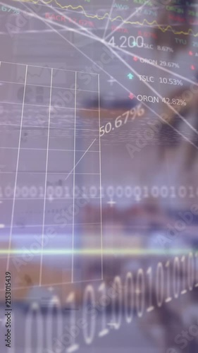 Animation of financial data and graphs over warehouse