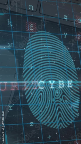 Biometric fingerprint scanner and security padlocks against close up of a mouse and computer server