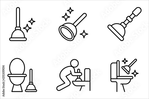 Toilet Plunger icon set. Plunger sign. vector illustration on white background