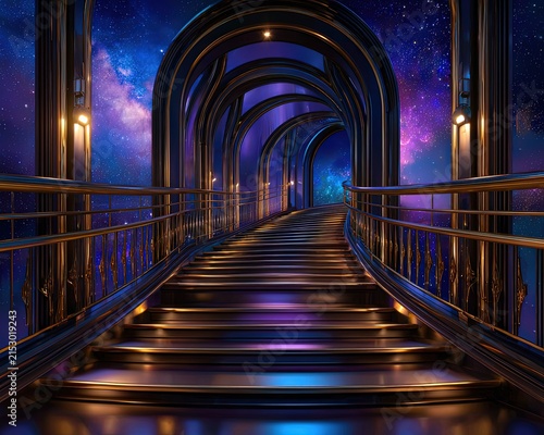 Ethereal Staircase of Light Rising Into the Cosmos