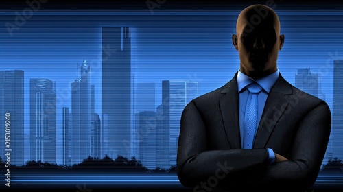 Silhouetted Business Founder Against City Skyline