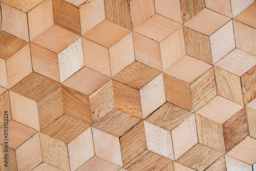 Handcrafted geometric wood flooring for modern interior design