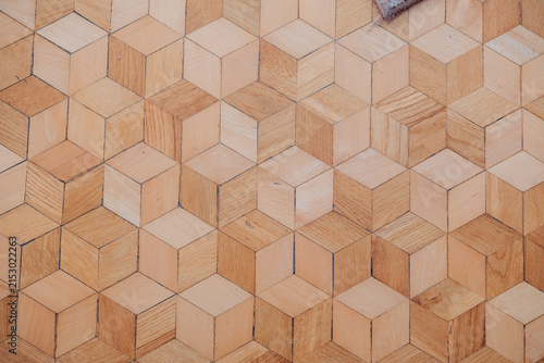 Handcrafted geometric wood flooring for modern interior design