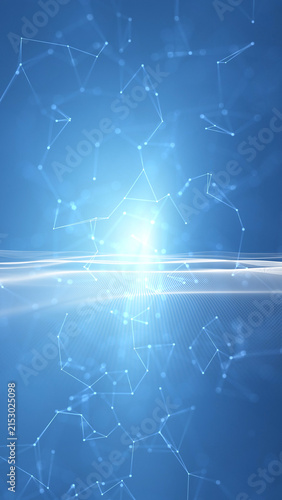 Vertical digital lines with waves illustration.
