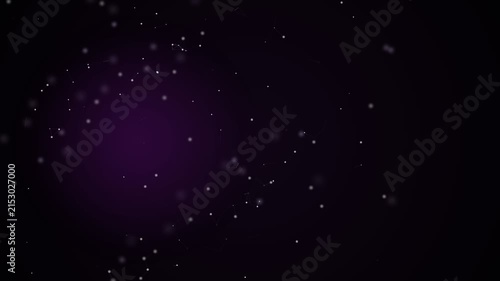 Abstract Purple Background with Floating Particles and Light Flares.