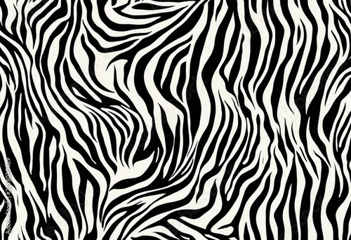 Abstract Black and White Zebra Stripe Seamless Pattern Background Texture