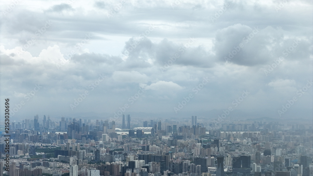 Fototapeta premium Hangzhou Qianjiang New Town Olympic Stadium Cloudy Aerial