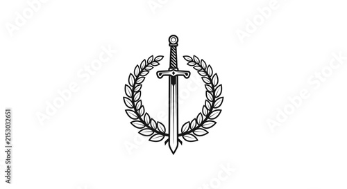Wreath with Sword Emblem - Symbol of Honor and Courage