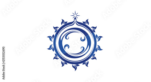 Elegant Circular Design with Floral Elements and Starburst Accent
