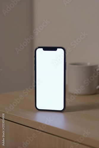 Modern Smartphone Mockup on Wood, Blue Hour Aesthetic