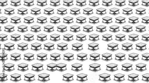 Dense pattern of small hand drawn s'mores icons.