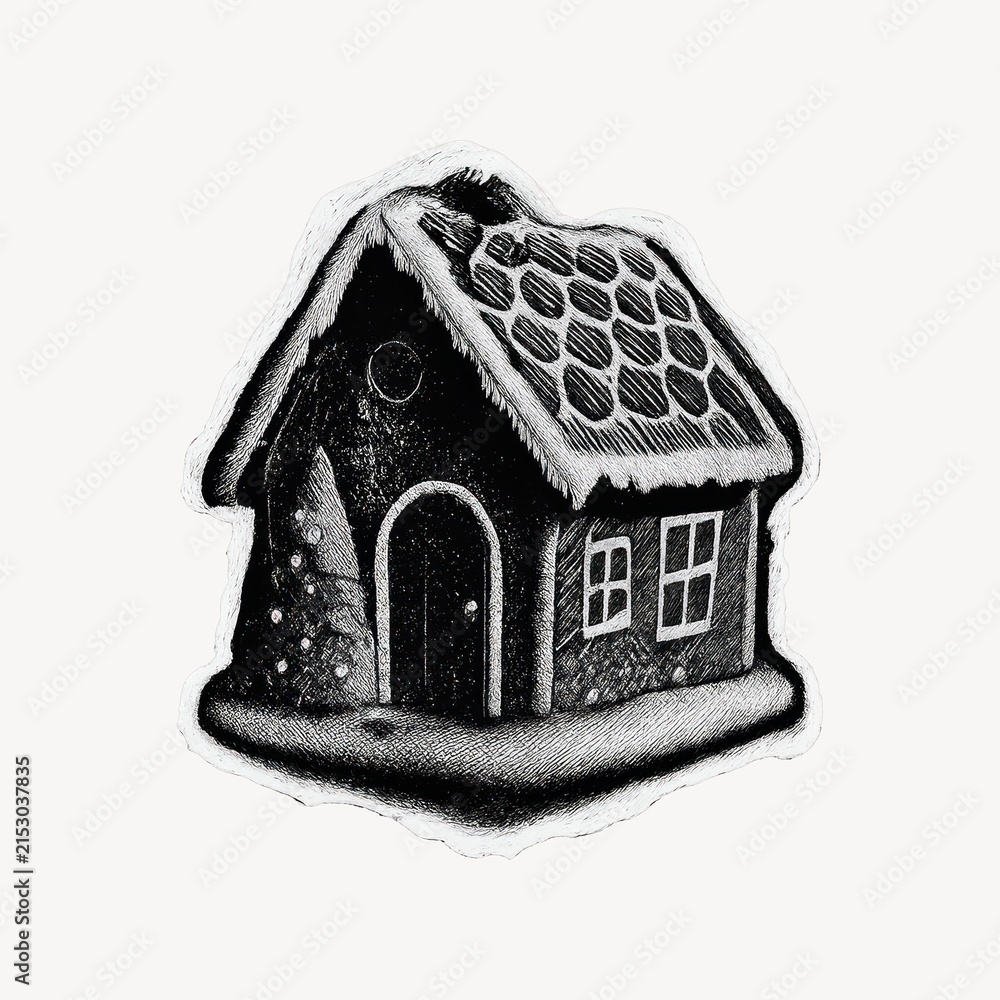 Fototapeta premium Rustic winter cottage illustration.