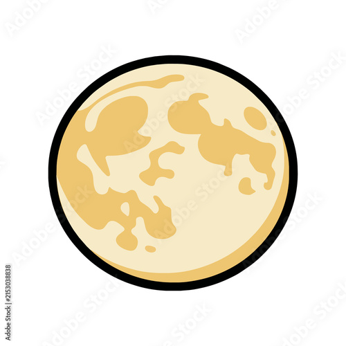 Minimalist full moon icon illustration on white background
