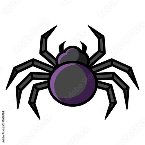 Stylized cartoon black and purple spider icon
