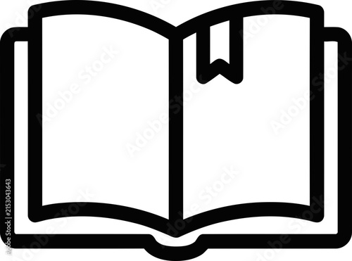 Open Book Icon with Bookmark - Simple Vector Illustration