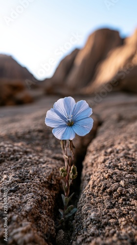 Blue Flower on Rocky Terrain