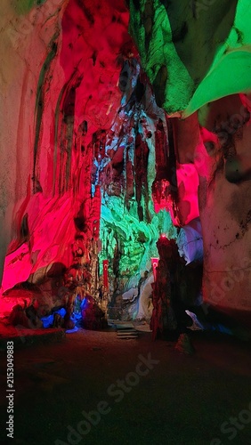 Картината върху платно Gigantic subterranean cave vault decorated with spectacular limestone curtains a