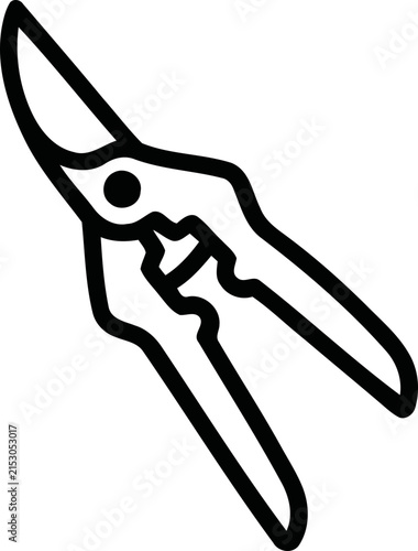 Gardening Secateurs Icon - Hand Pruning Shears, Garden Tool Silhouette, Clipping Tool Outline