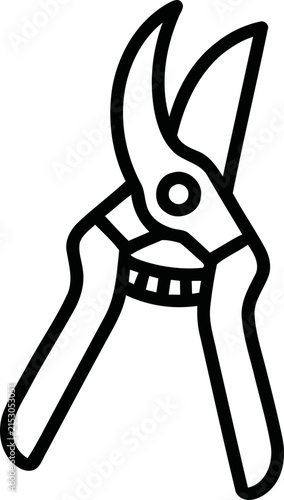 Gardening Secateurs Outline Icon - Simple Vector Illustration of Pruning Shears for Garden Tool Concepts