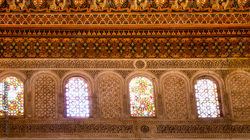 Canvastavla Intricate Islamic Architecture and Colorful Stained Glass Windows in a Historic