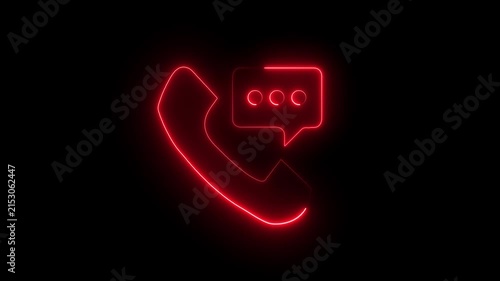 Glowing neon phone call icon with radio wave signal animation . neon line glowing call icon animation