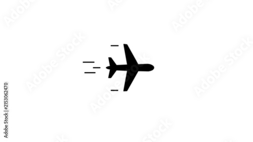 Fast Airplane Flight Line Icon Animation with Motion Speed Lines, Aviation Travel Symbol, Minimal Outline Design, Seamless Loop Background