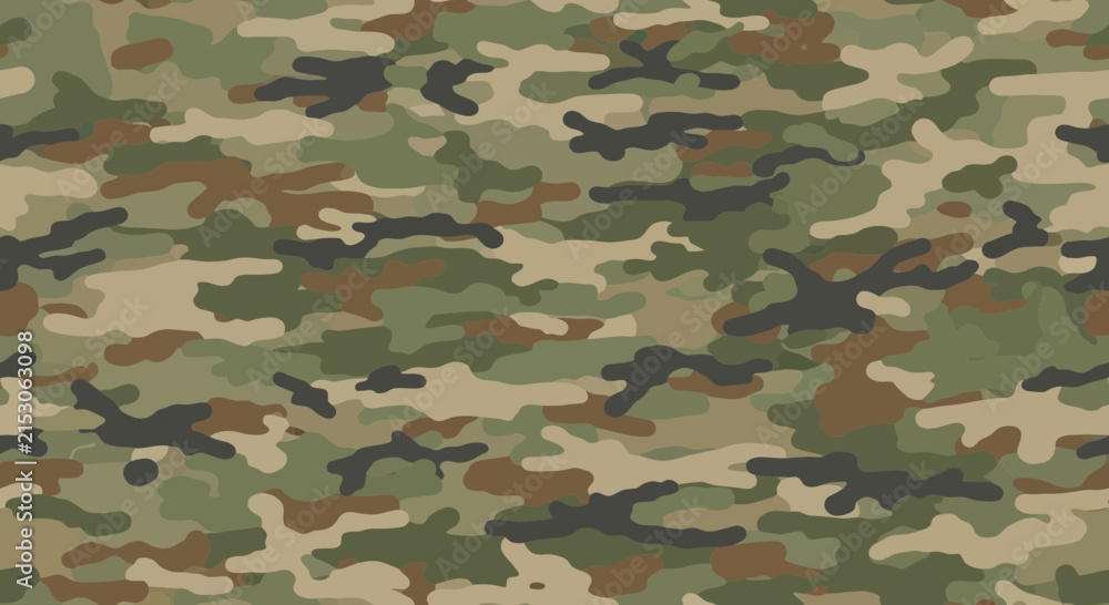 Fototapeta premium Woodland Camouflage Pattern - Military Textile Texture Background
