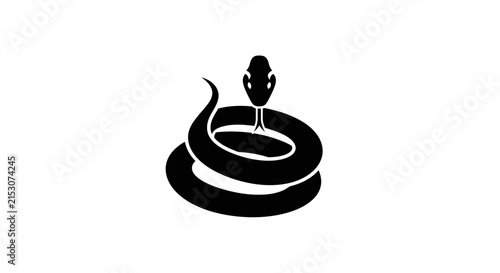 Black Snake Silhouette Icon on White Background