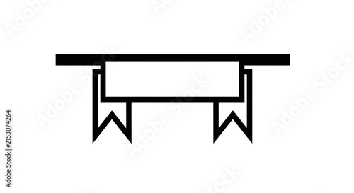 Blank Ribbon Banner Icon, Retro Style, Simple Design, Copy Space