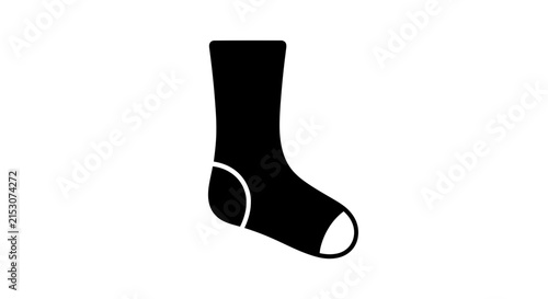 Black sock icon isolated on white background, simple graphic design