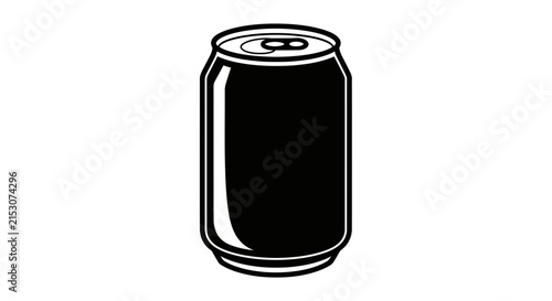 Black Soda Can Icon Isolated on White Background, Refreshment Beverage