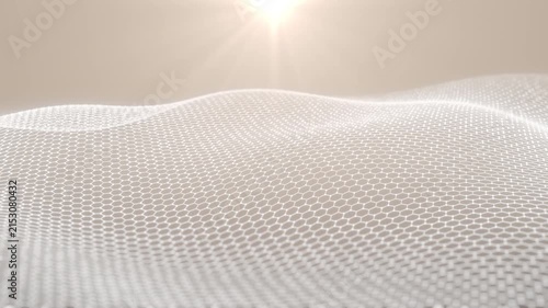 3D futuristic animation of abstract geometric background mesh pattern with slow wavy motion with optic light effects, 4K intro template