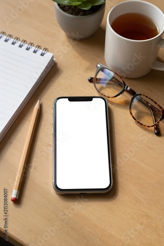 Smartphone Mockup on Cozy Study Desk with Academic Items