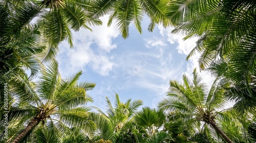 Sunlight Filtering Through Tropical Palm Leaves