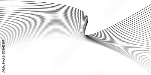 фотографія Elegant abstract design featuring monochrome wavy fine lines intertwined against a white background