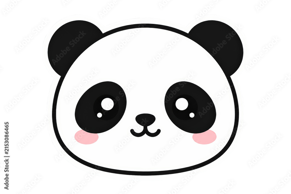 Fototapeta premium Cute panda face illustration with rosy cheeks
