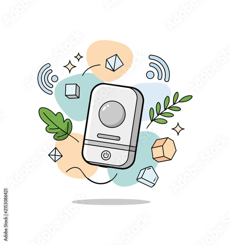 Wireless communication device with abstract shapes and leaves