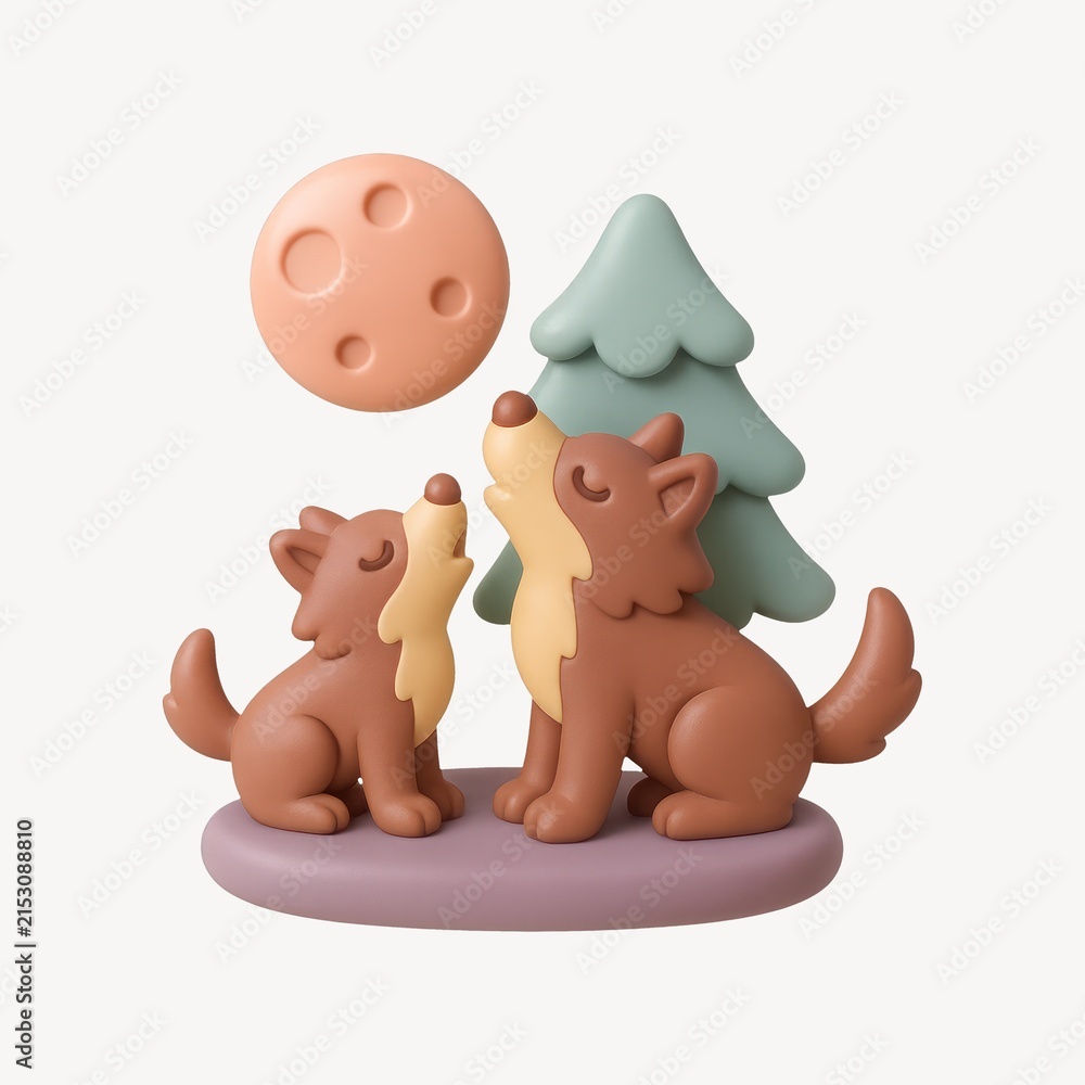Obraz premium Cute wolves howling scene