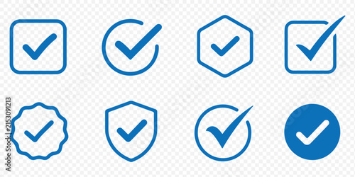 Check tick mark icon set. Cross box x check mark checkbox v list vector draw hand drawn sketch doodle brush marker checklist symbol wrong right circle. Vector Illustration
