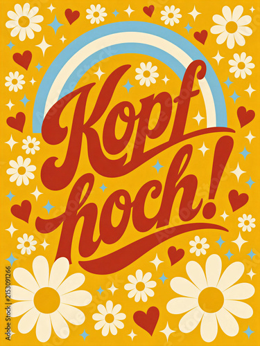 Groovy Retro German Quote Poster: Kopf hoch!
