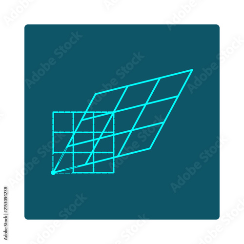 Fotografía Linear Transformation Grid: a linear transformation reshapes the plane by changing the angle and length of directions from a fixed origin point