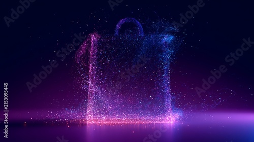 Swirling Holographic Data Streams Forming Shopping Cart