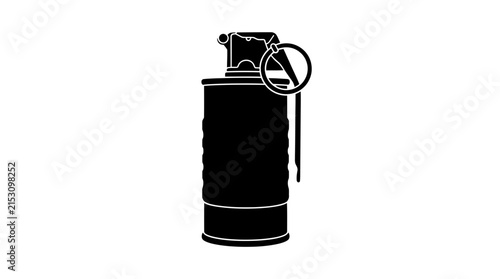 Black silhouette of a hand grenade on a white background