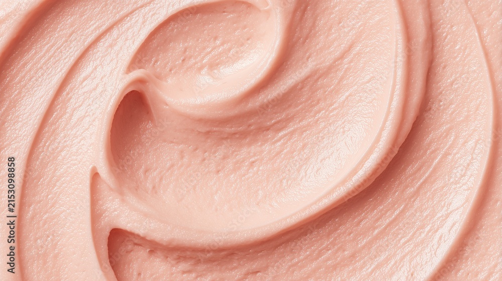 Fototapeta premium Macro of pink cream texture with soft swirls