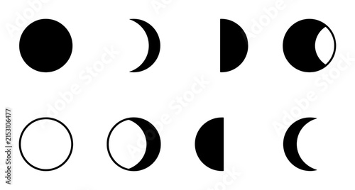 Foto Moon Phases Vector Icons, Celestial Cycle Graphic Elements, Astronomical Orbit S