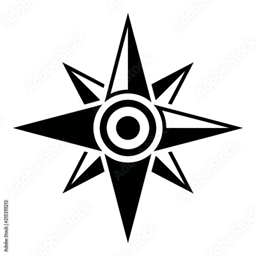 Compass rose navigation symbol icon black