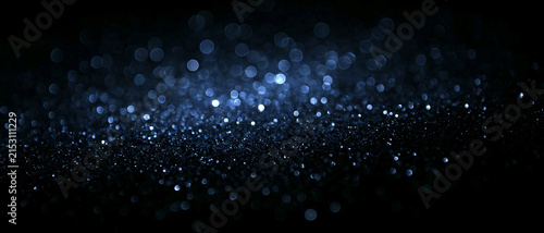 Photography Abstract blue glitter bokeh light effect on dark background