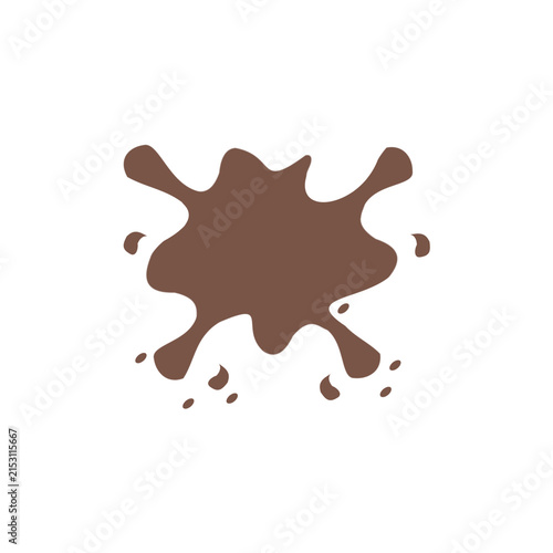 Chocolate milk splash and brown paint blot stain isolated on transparent background