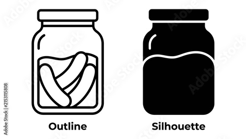 Pickle Jar Outline and Silhouette