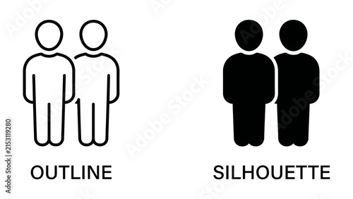 People Icons: A graphic representation of two individuals shown in both outline and solid silhouette forms, illustrating distinct visual styles for human figures.